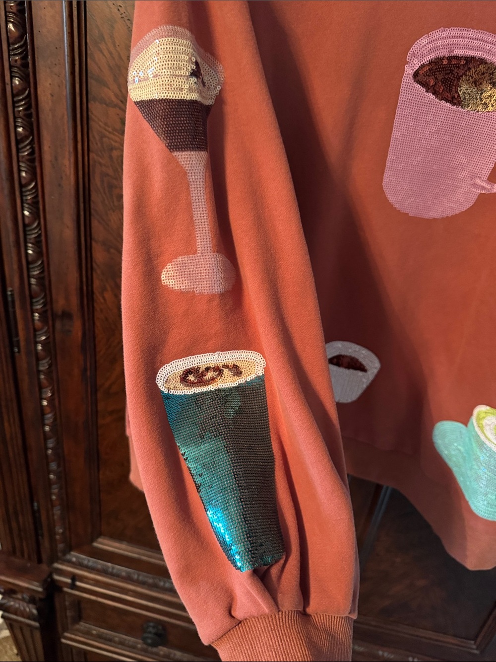 Queen of Sparkles ☕️ Rust Coffee All Over Sweatshirt - Picture 5 of 6
